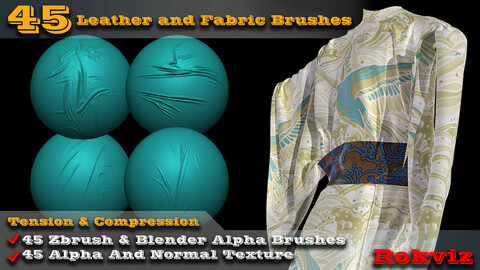 45 Fabric And Leather Brushes + Alpha And Normal Texture