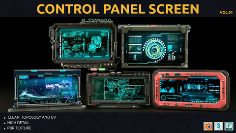 control panel screen - scifi panel Vol 01 3D model