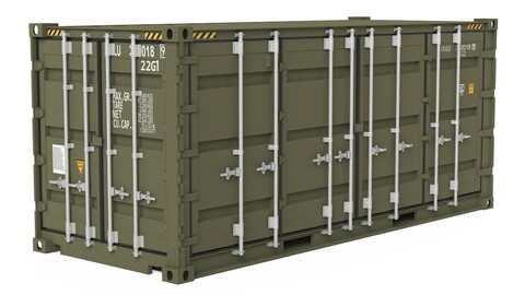 20 ft Military Containers Green Colour 3d Model