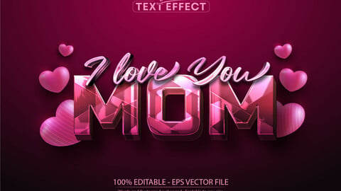 ArtStation - Pink text effect, editable mother's day shiny pink text ...