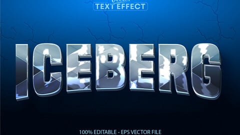 Iceberg text effect, editable cold game and cartoon text style