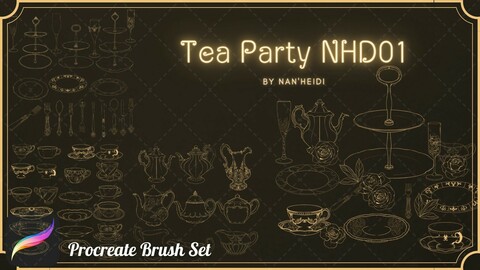 50 Tea Party Procreate brushes_By Nan'Heidi