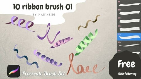 10 Ribbon Procreate brushes_By Nan'Heidi Free