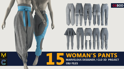 Woman clothing / 15 Type of Pants / Marvelous Designer