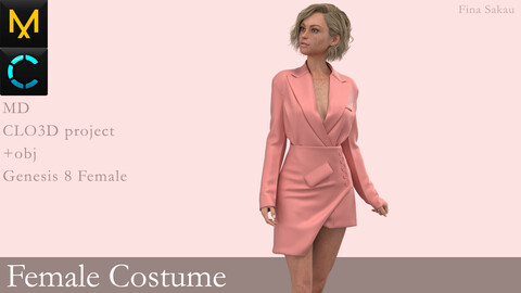 Female Costume #1. Marvelous Designer / Clo 3D project +obj