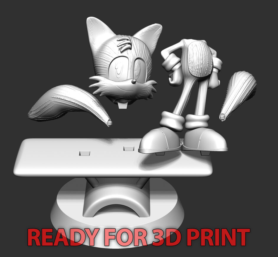 Tails - Sonic The Hedgehog 2 Fanart 3D Print Model by Bon Bon Art