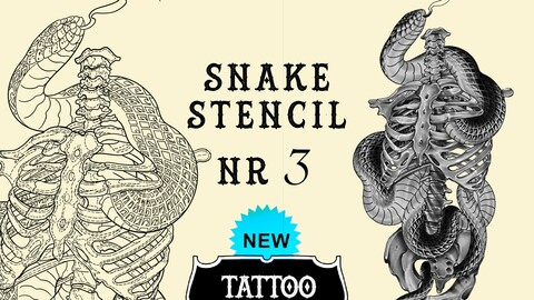 Snake tattoo stencil nr. 3 | Procreate stamps | Procreate tattoo | Procreate flash | Tattoo flash