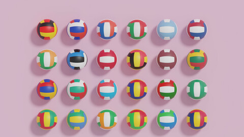 Flag Volleyball Ball Collection 3D model