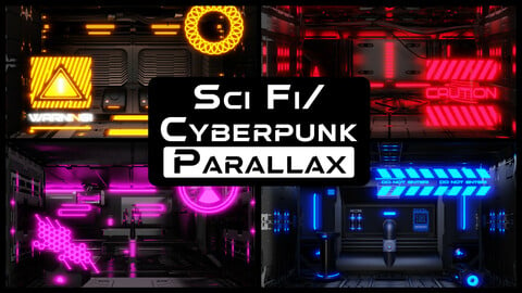 Sci Fi / Cyberpunk Parallax Rooms | One Click Interiors | Kpack