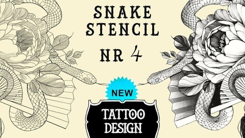 Snake tattoo stencil nr. 4 | Procreate stamps | Procreate tattoo | Procreate flash | Tattoo flash