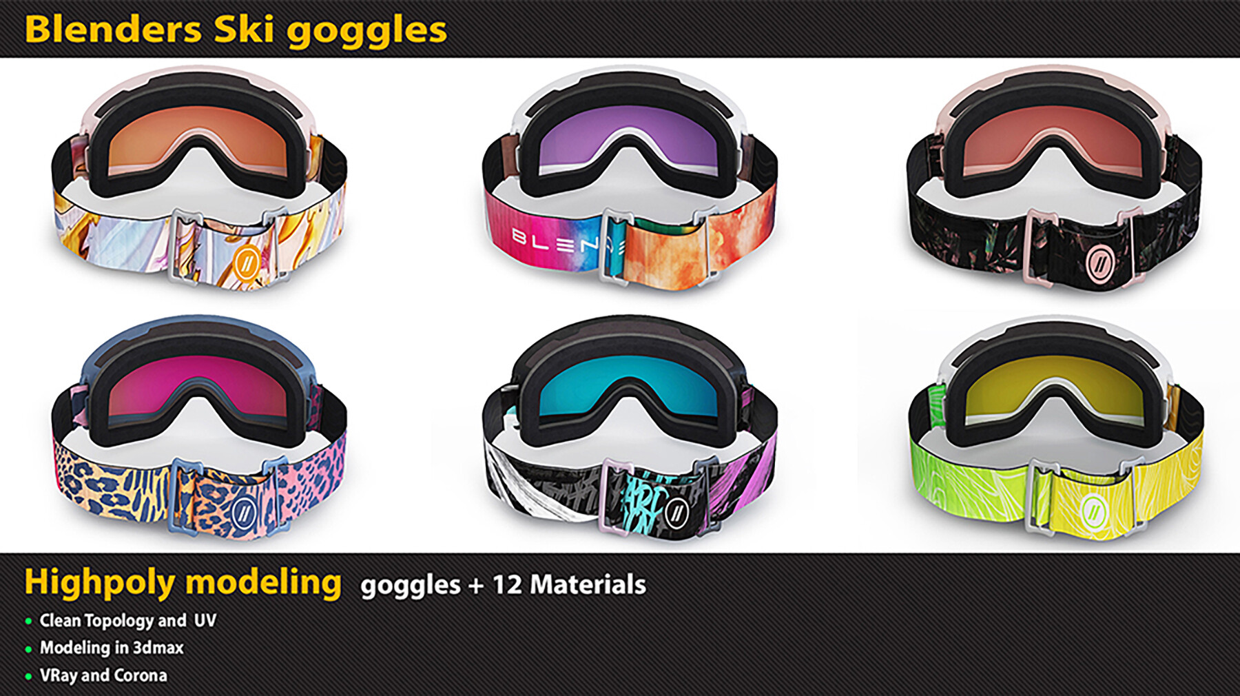 ArtStation Diva Drama Blenders Ski Goggles Game Assets