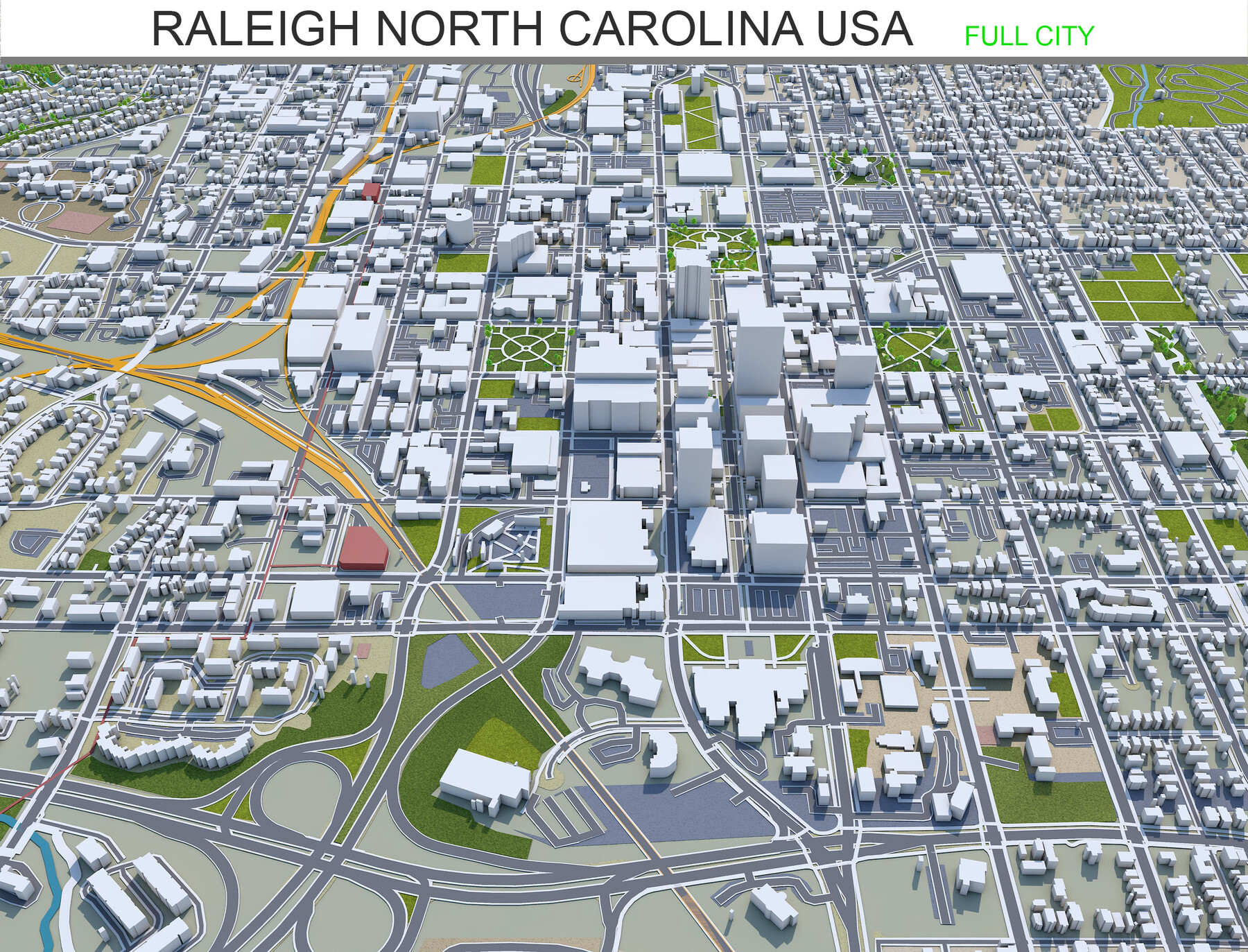 City Of Raleigh Gis Artstation - Raleigh City North Carolina Usa 3D Model 60Km | Resources