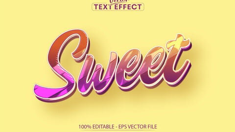 Cartoon text effect, editable sweet text and comic text style