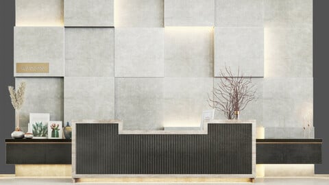 reception desk office lobby wallpanel entrance