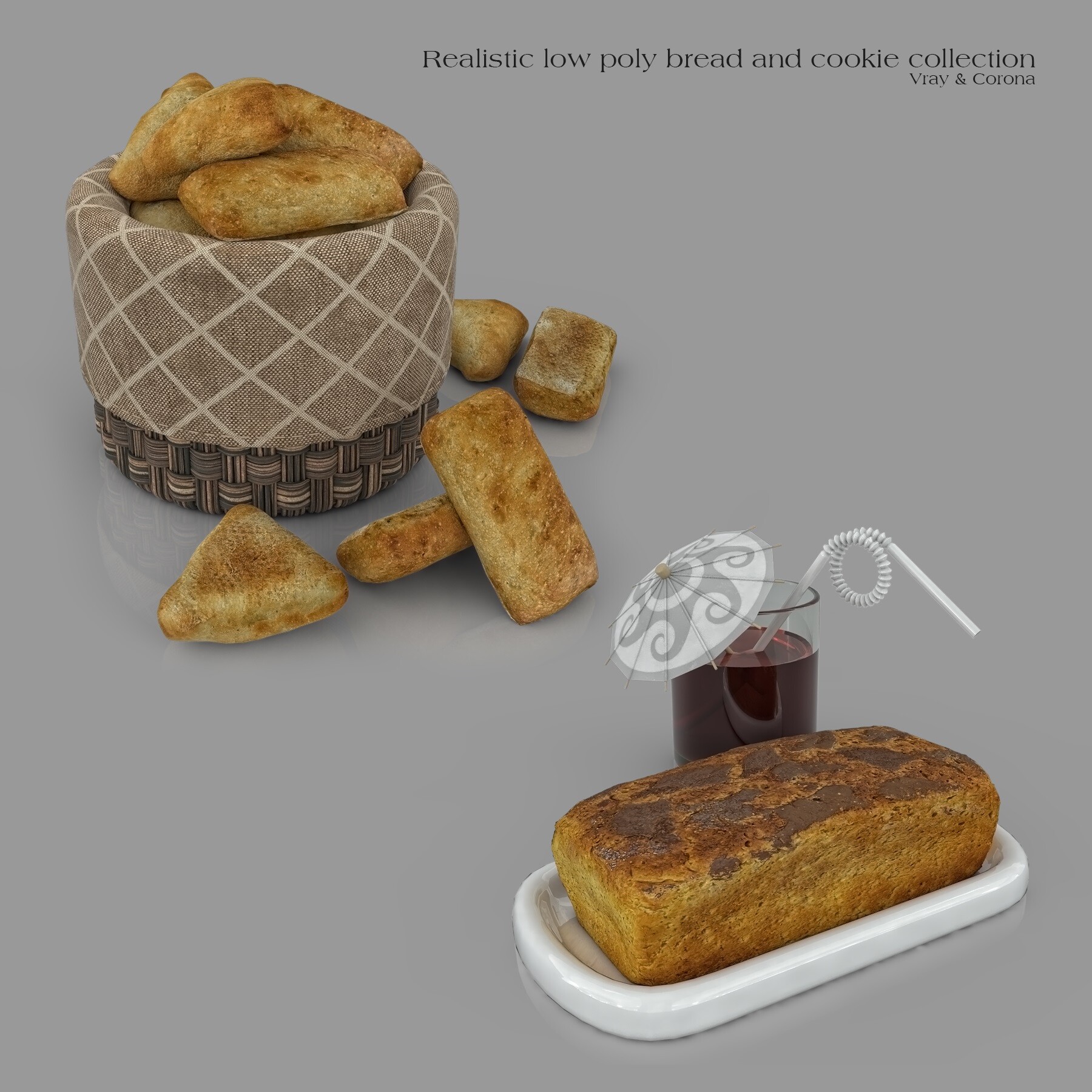 ArtStation - Realistic Low Poly Bread And Cookie Collection | Resources