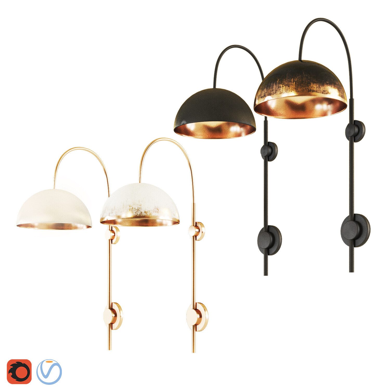 ArtStation wall light sconce, half, spare, light, dome, domelight