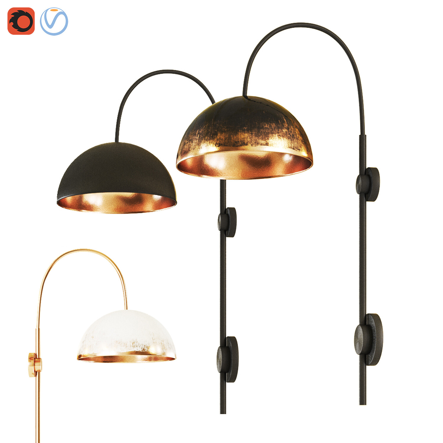 ArtStation wall light sconce, half, spare, light, dome, domelight