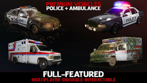 Emergency Vehicles - Premium - Drivable and Interactable [UE4] [UE5]