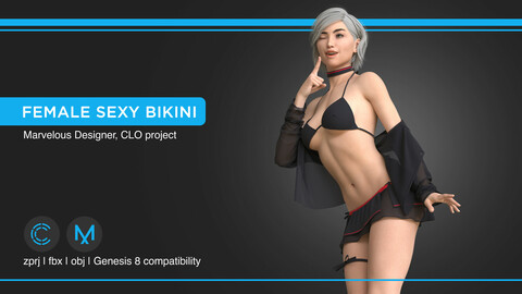 Female sexy bikini 2 colors | clo3d | marvelous designer