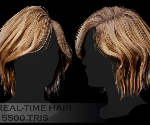 ArtStation - Game-ready Hairstyle №5 Hair-cards Low-poly / Game-ready ...