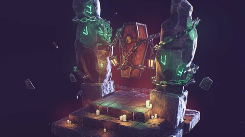 Ancient Altar Low Poly PBR Game ready