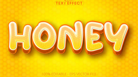 Cartoon text effect, editable honey text and comic text style