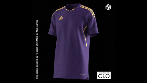 adidas condivo 22 Football Shirt for CLO3D & Marvelous Designer