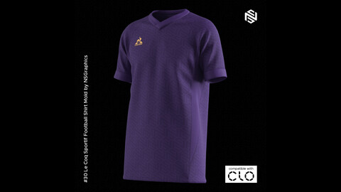 Le Coq Sportif Football Shirt for CLO3D & Marvelous Designer