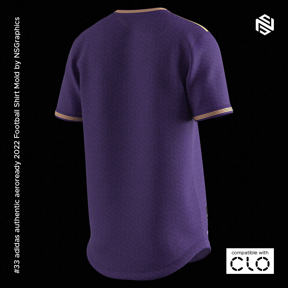 adidas Authentic Football Shirt for CLO3D-Marvelous Designer 3D model