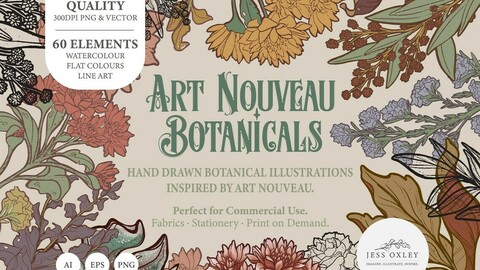 Art Nouveau Botanicals Clipart Set