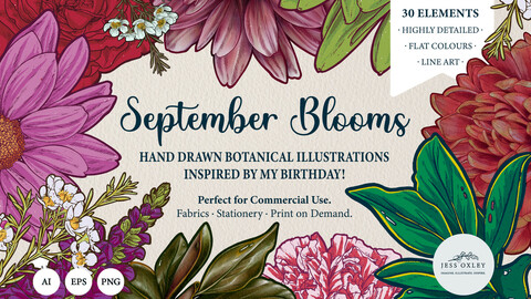 September Blooms Vector Clipart Collection