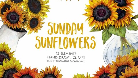 Sunday Sunflowers Clipart Collection