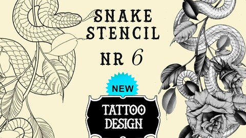 Snake tattoo stencil nr. 6 | Procreate stamps | Procreate tattoo | Procreate flash | Tattoo flash