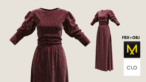Dress. Marvelous Designer/Clo3d project + OBJ + FBX