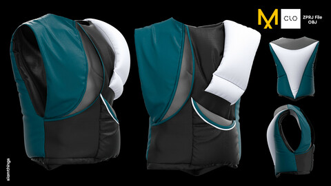 Future Fashion Vest / Waistcoat #011 - Clo 3D / Marvelous Designer + OBJ / NO TEXTURE / DIGITAL FASHION