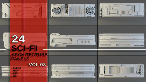 24 + scifi architecture / kitbash panels pack/vol 03