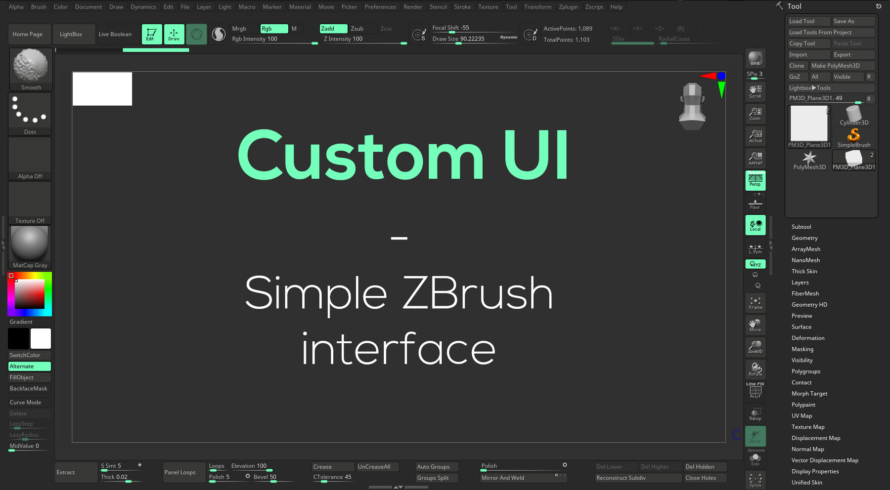 customize zbrush interface
