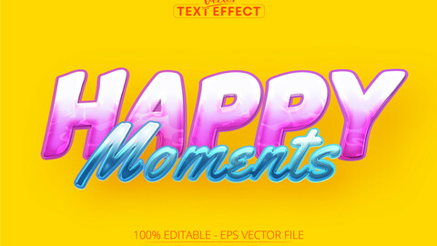 Cartoon text effect, editable happy moments text and comic text style