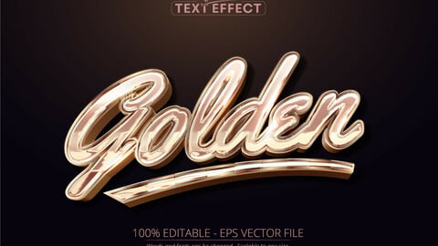 Gold text effect, editable shiny golden color text style