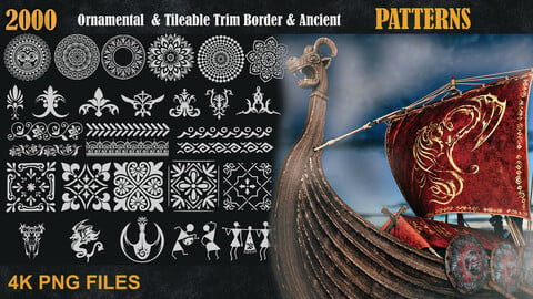 2000 Ornamental & Tileable Trim Border & Ancient Patterns