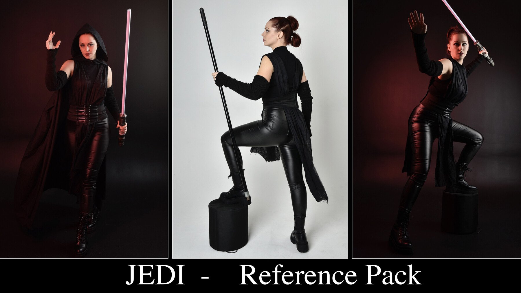 A detailed jedi in attack pose, with a female little padawan, holding a  lightsaber, intricate, masterpiece - SeaArt AI