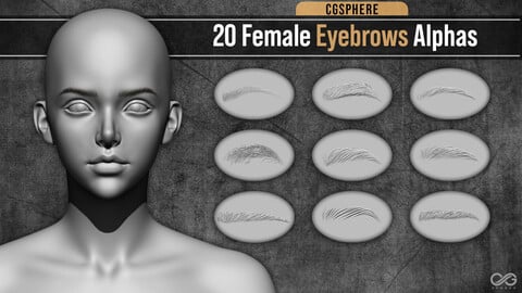 20 Female Eyebrows ( Alpha Version ) For All 3d Softwares
