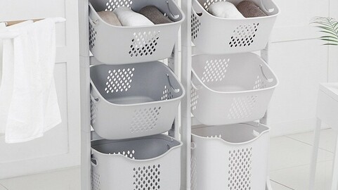 ArtStation - Modern trolley swing 3-tier laundry basket | Resources