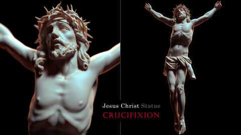 Crucifixion Jesus Christ Statue Sculpture Christian Cross ZBrush OBJ