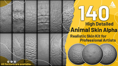 140 High Detailed Animal Skin Alpha ( Realistic Skin Kit for Professional Artists )