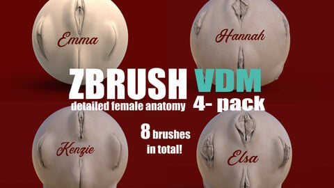ZBrush VDM COMBO- Emma- Elsa- Kenzie- Hannah- Detailed female anatomy