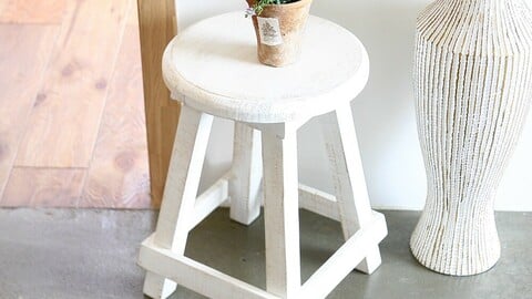 Wood round stool