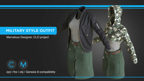 Military Style Outfit | Clo3d | Marvelous designer