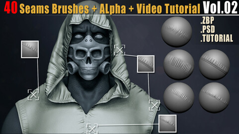 40 Seams Brushes +Alpha + Video Tutorial Vol.02