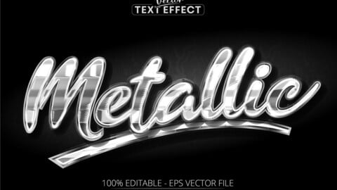 Silver editable text effect, shiny luxury silver color and metallic font style